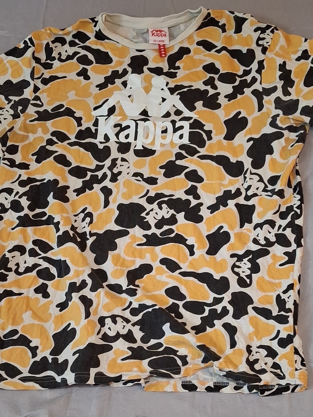 Kappa Yellow Black White Camo Logo Tee
